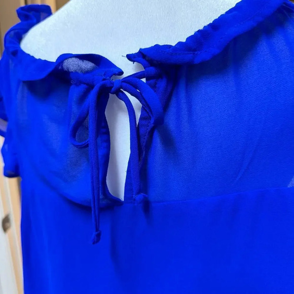 Monteau Los Angeles Royal Blue Sleeveless Flutter Sleeve Top Size XL Career - Picture 4 of 5